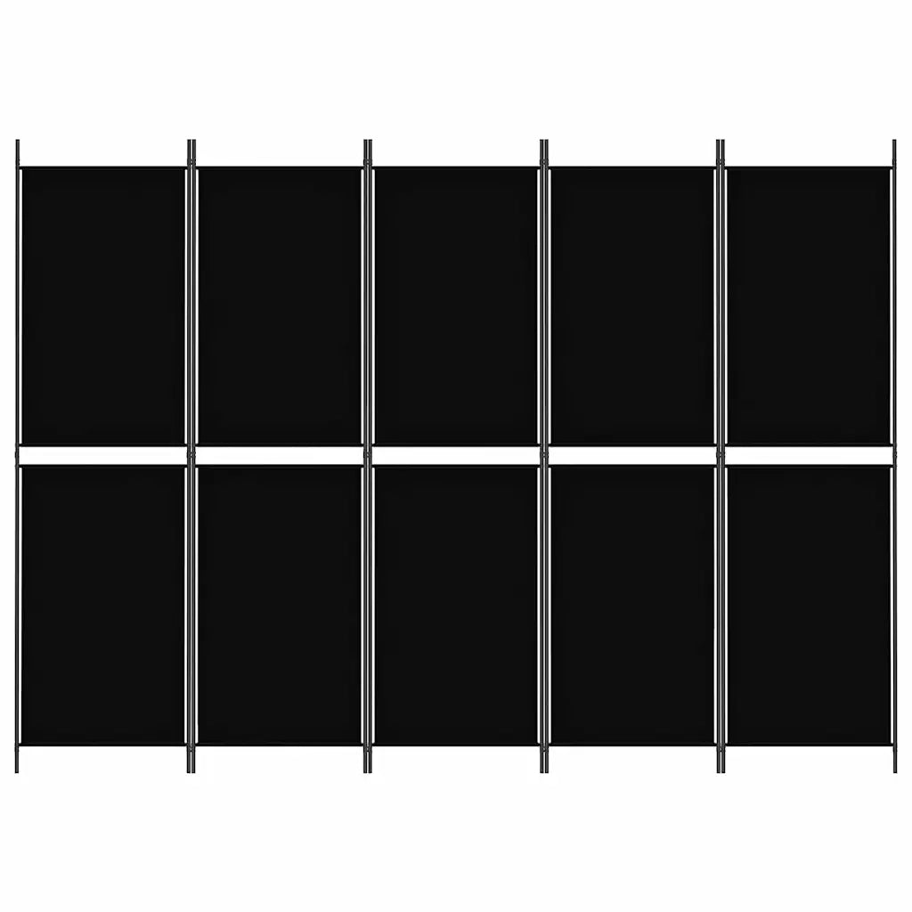 Divisorio Ambienti | Divider per stanze | Paravento a 5 Pannelli Nero 250x180 cm in Tessuto