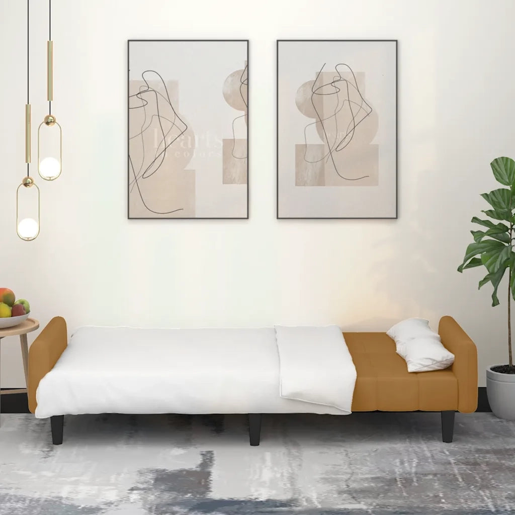Divano Letto a 2 Posti Marrone in Velluto 375782