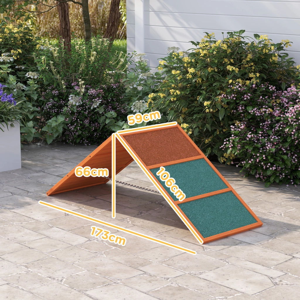 Rampa per Cani Pieghevole ¨C Xylo ¨C Regolabile Antiscivolo Legno di Abete 173x59x66cm Arancione/Verde