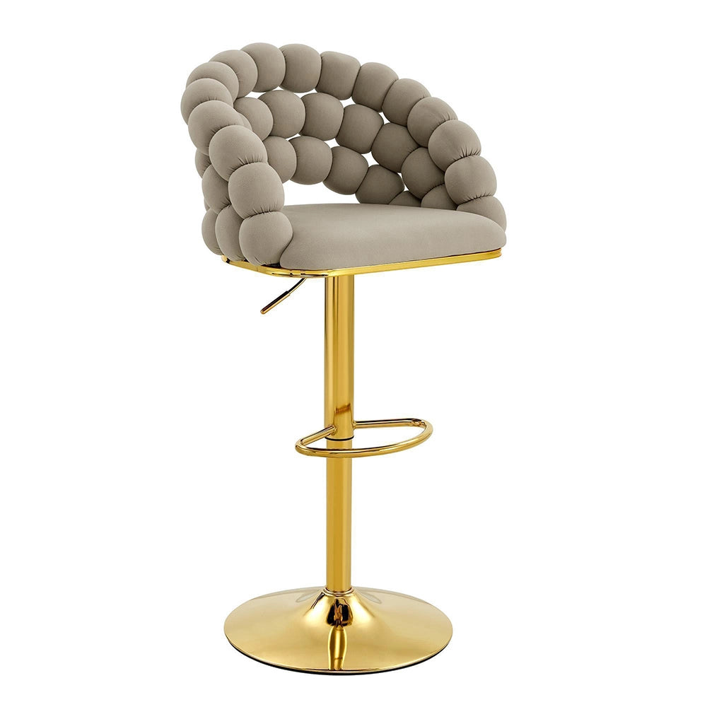 Set 2 sgabelli bar - Xylo - velluto grigio gambe dorate regolabili