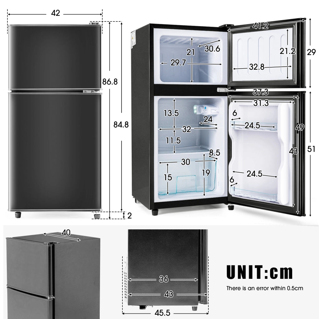 Frigorifero Combinato con Congelatore ¨C MINIMAL ¨C 86.8x45.5 cm, 60L, LED, Nero Premium, Classe E