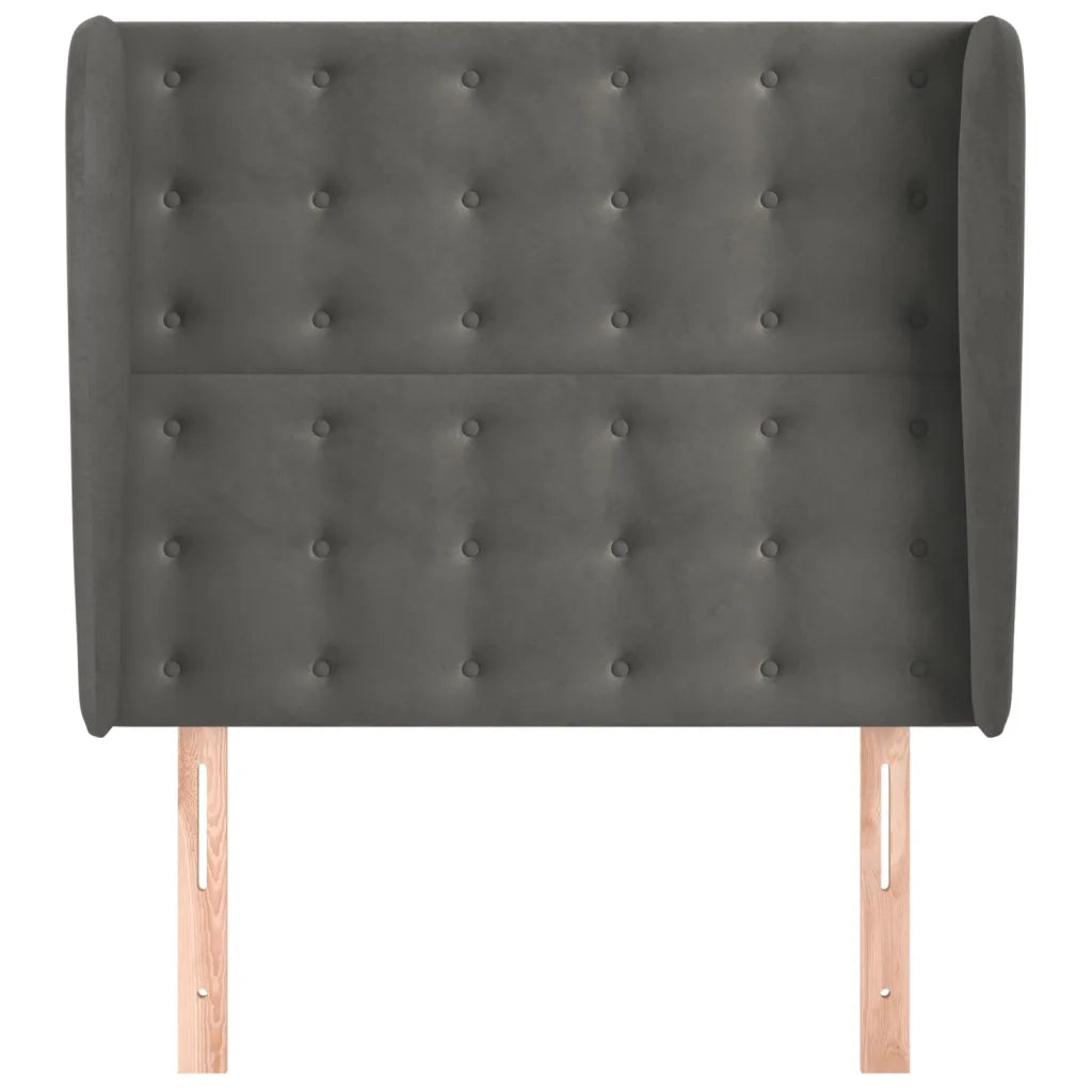 Testiera | Testata ad Orecchio Grigio Scuro 83x23x118/128 cm in Velluto