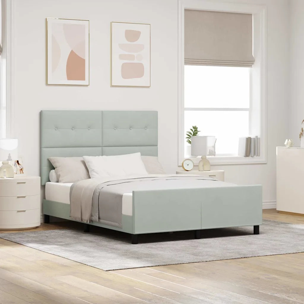 Letto a molle con testiera Grigio chiaro 140 x 190 cm Velluto 3344939
