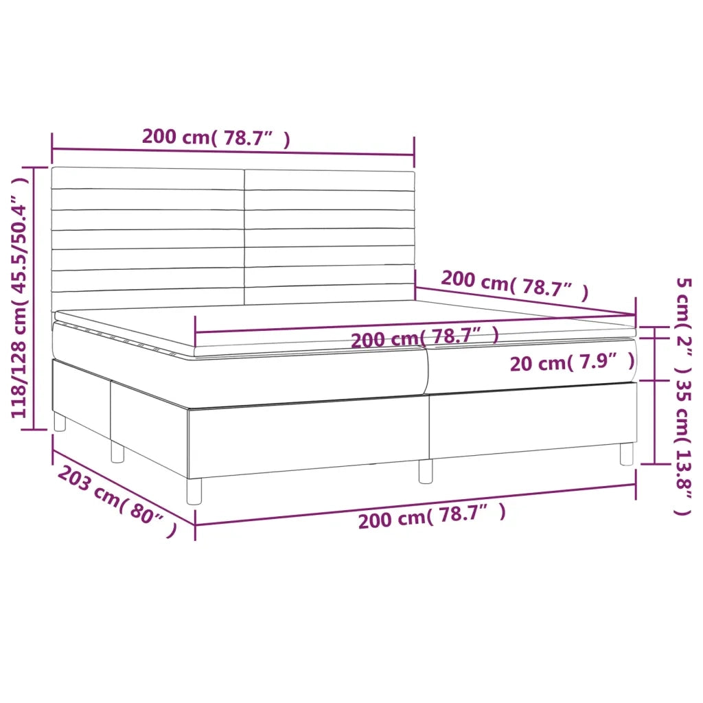 Letto a Molle con Materasso e LED Blu Scuro 200x200 cm 3136207