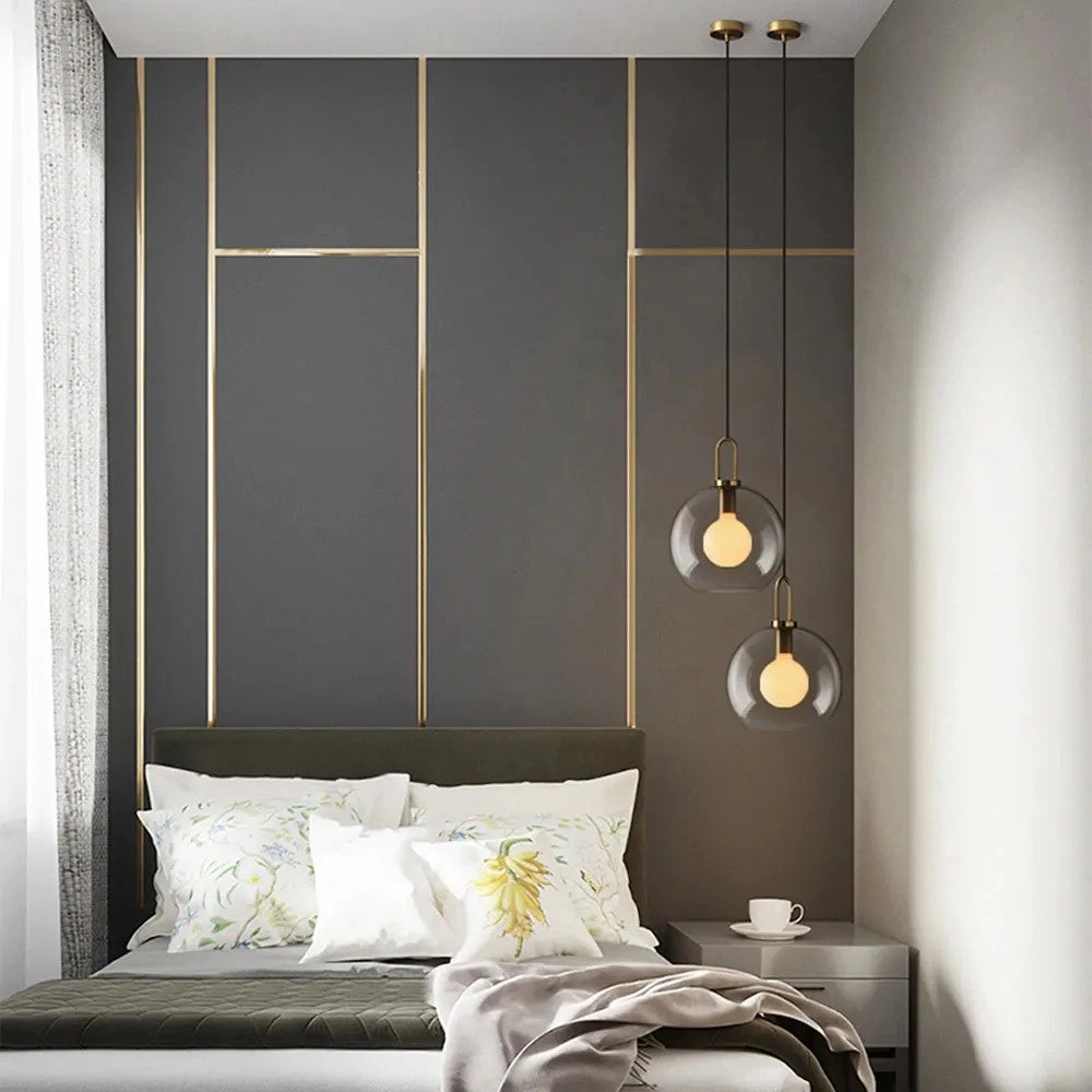 Lampada Da Soffitto Sospensione Sfera Di Vetro 20cm APP629-1CP