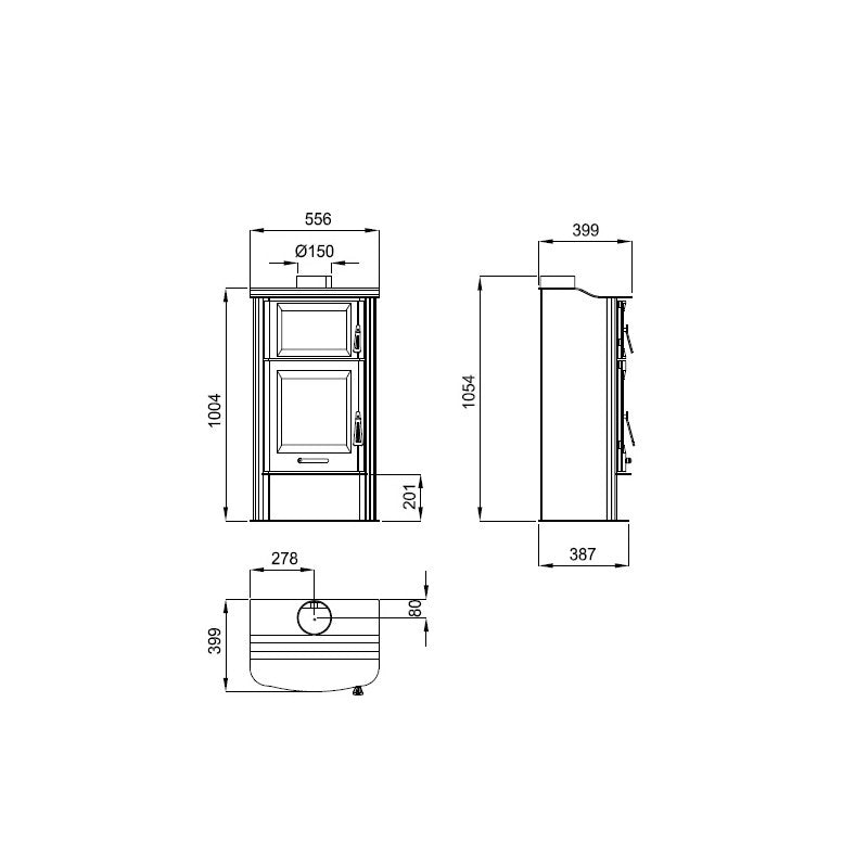 Stufa a Legna con Forno 560x387h1050 Tudela 13 KW Bronpi