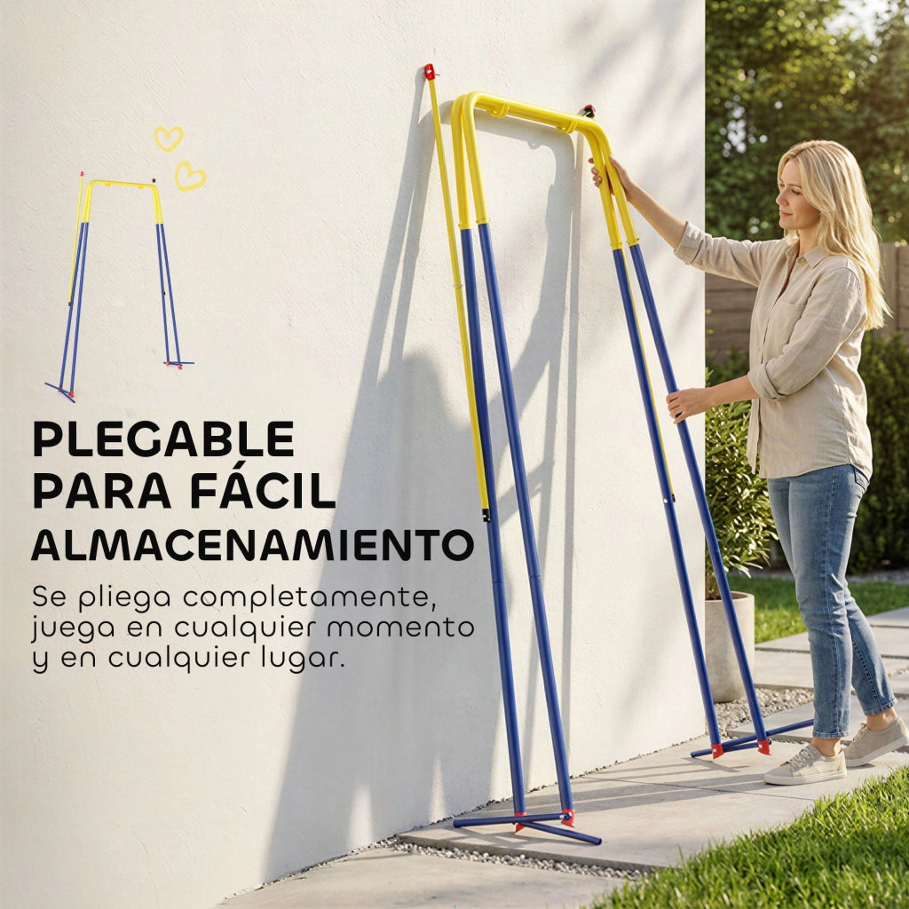 Altalena da Giardino Pieghevole per Bambini ¨C Minimal ¨C 128x155x157 cm Blu