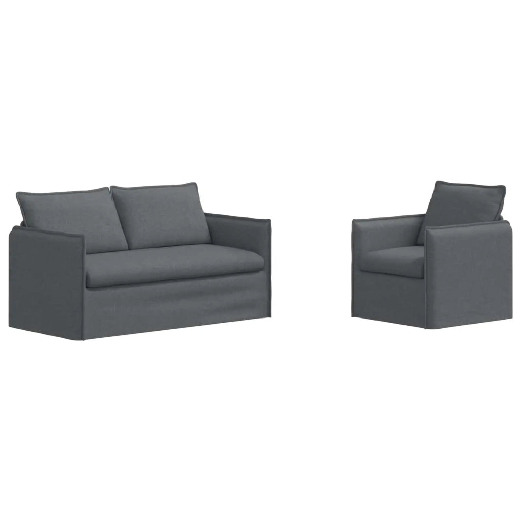 Divano 2 pcs Grigio scuro 196 x 82 x 85 cm Tessuto