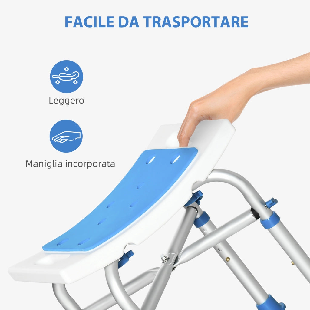 Sgabello Doccia Regolabile ¨C Minimal ¨C Blu Alluminio Antiscivolo