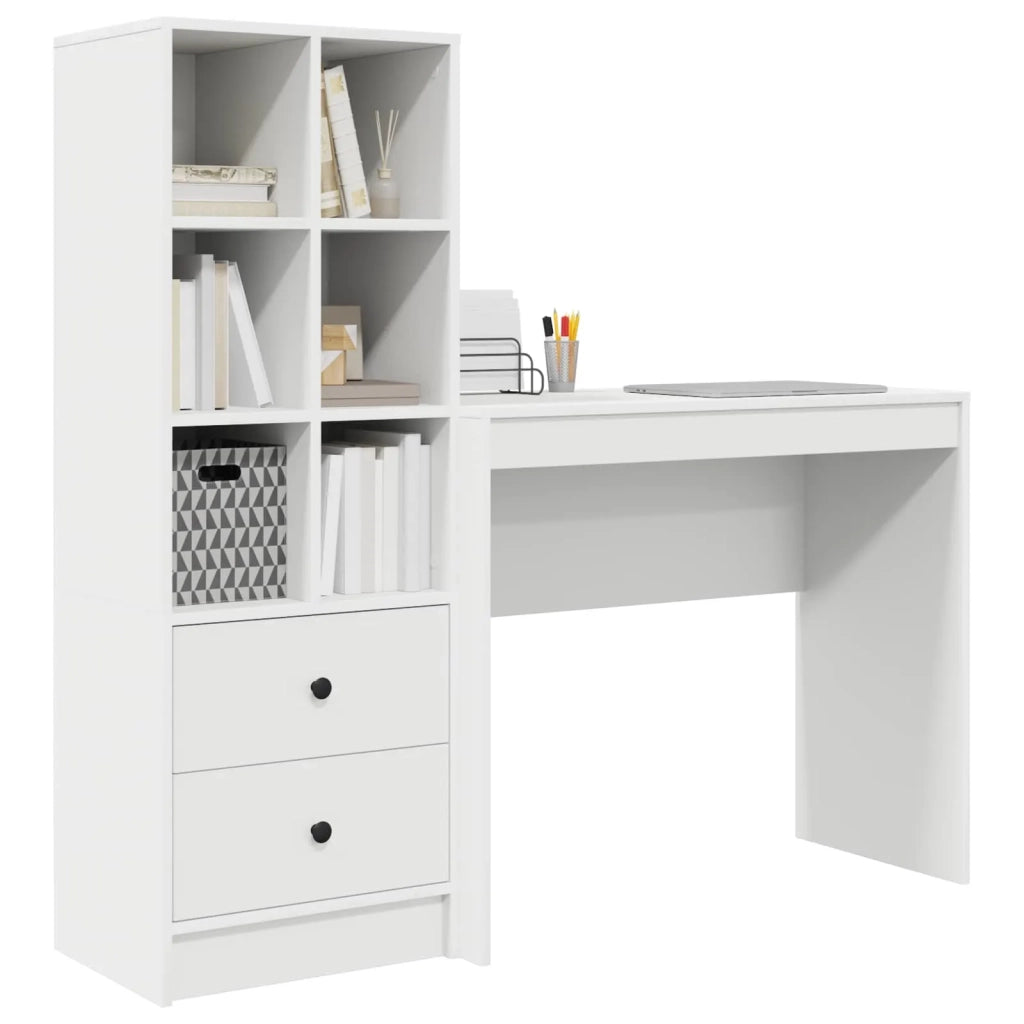 Scrivania con cassetto con lo scaffale 2 pcs Bianco 3337321