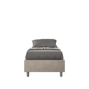 BS COM Letto singolo con rete imbottito 90x210 microfibra sabbia