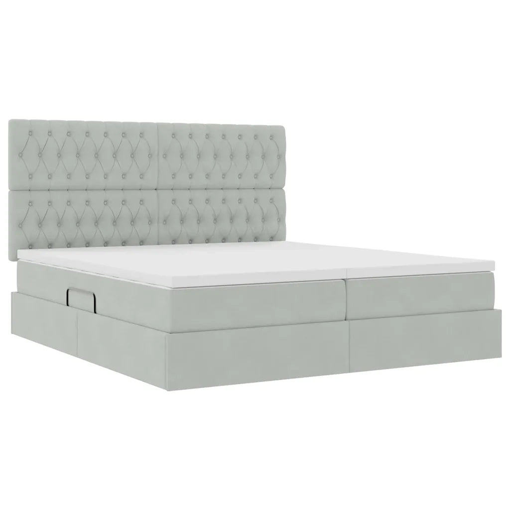 Letto con Contenitore Grigio chiaro 200 x 200 cm Velluto