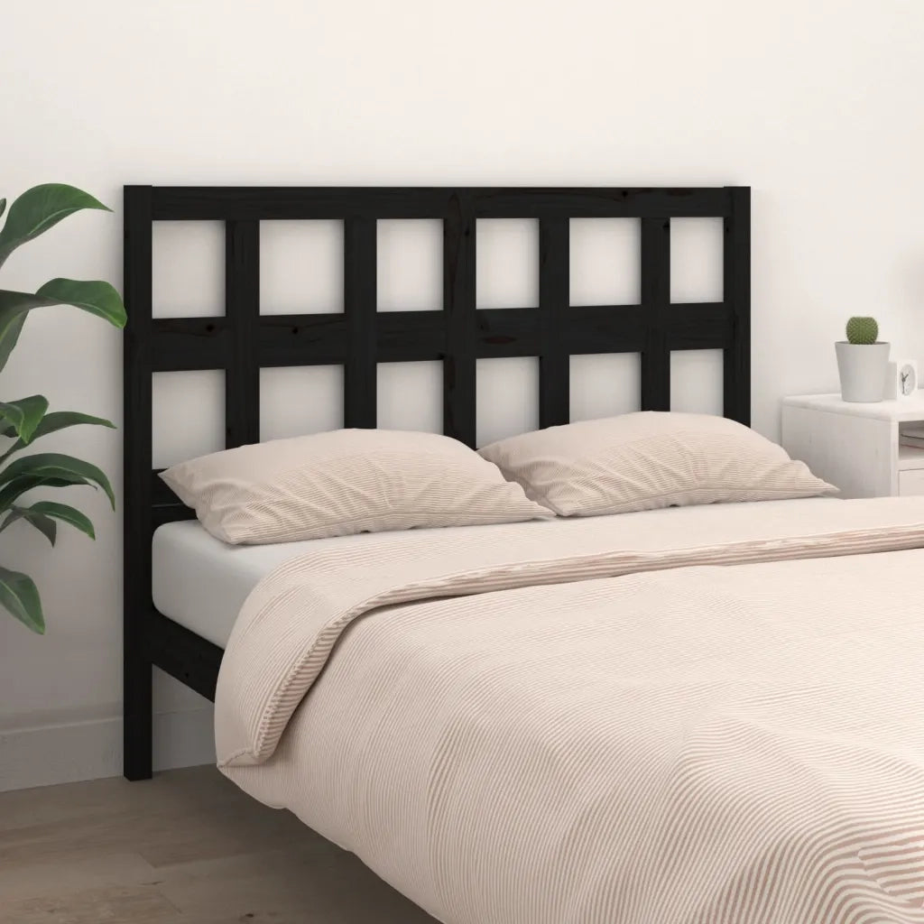 Testiera per Letto-Testata-Testiera Decorativa Nera 205,5x4x100cm in Legno Massello di Pino 638890