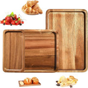 Set di tavola in legno - tavola da servizio decorativa pannello in legno - colazione dolci spuntini - pasti leggeri - 3 pezzi (30 x 20 cm, 20 x 20 cm, 20 x 10 cm)