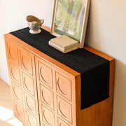 Telaio per Tavolo Macramé in Cotone e Lino, Nero, 30x180 cm