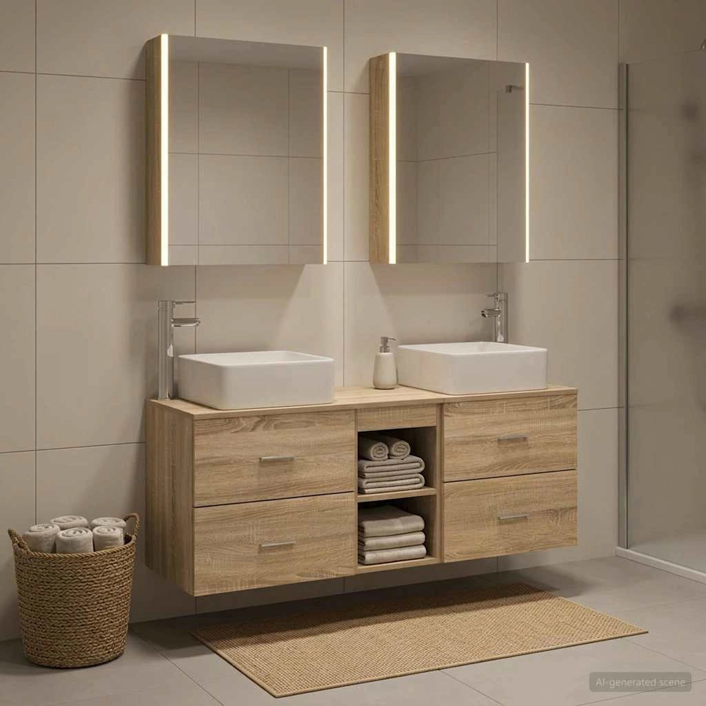 Set di mobili per il bagno 5 pz Rovere Sonoma 3406769