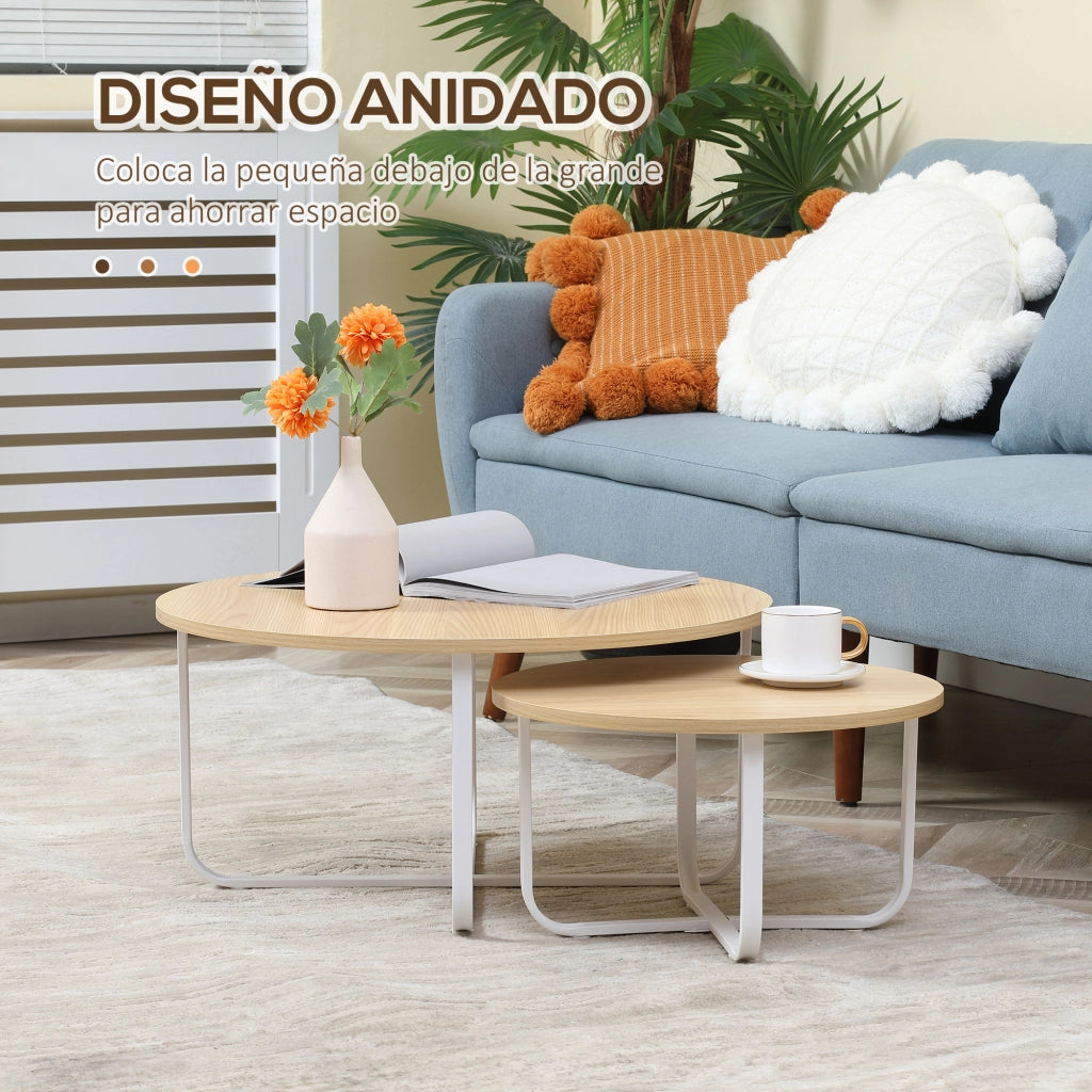 Tavolino da caff¨¨ ¨C Minimal ¨C Naturale e Bianco
