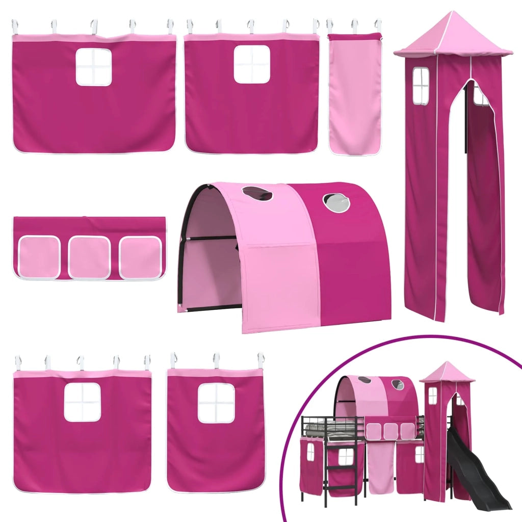 Struttura del letto loft per bambini Nero e rosa 99,5 x 190 cm