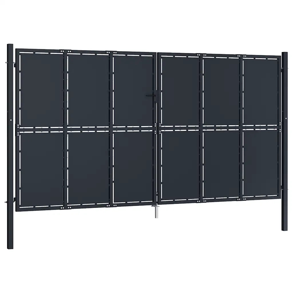 Cancello da Giardino in Acciaio 400x175 cm Antracite 144533