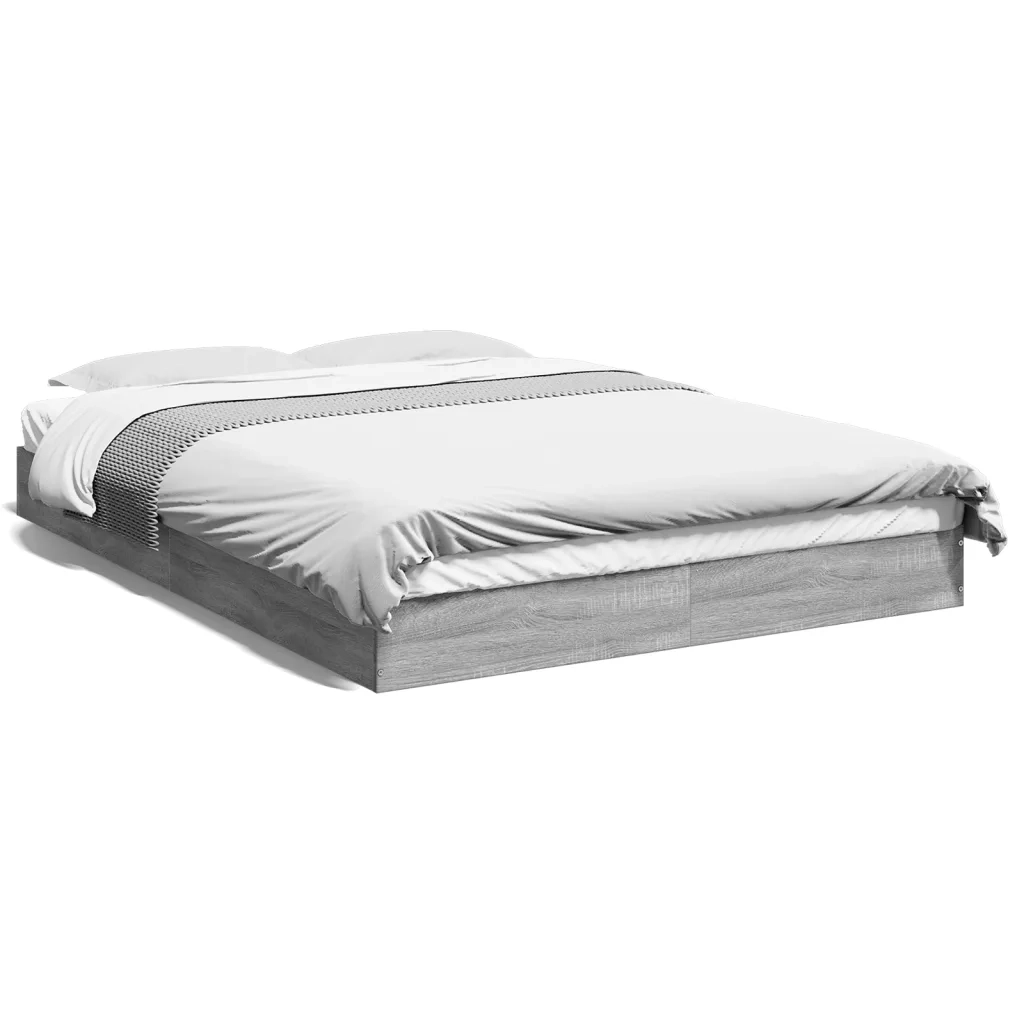 Letto matrimoniale | Letto per adulti | Giroletto Grigio Sonoma 140x200 cm in Legno Multistrato