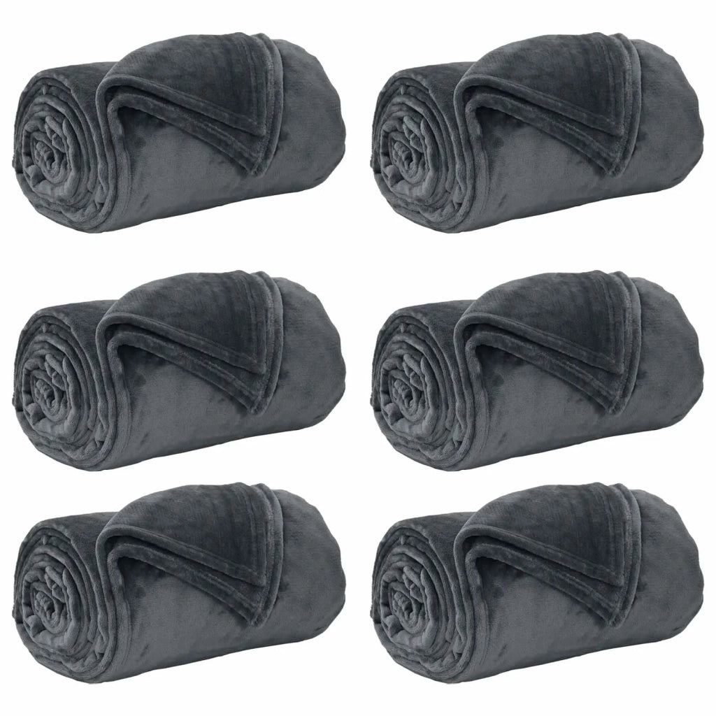 Coperte da Pile 6 pcs Grigio scuro 240 x 270 cm Panno