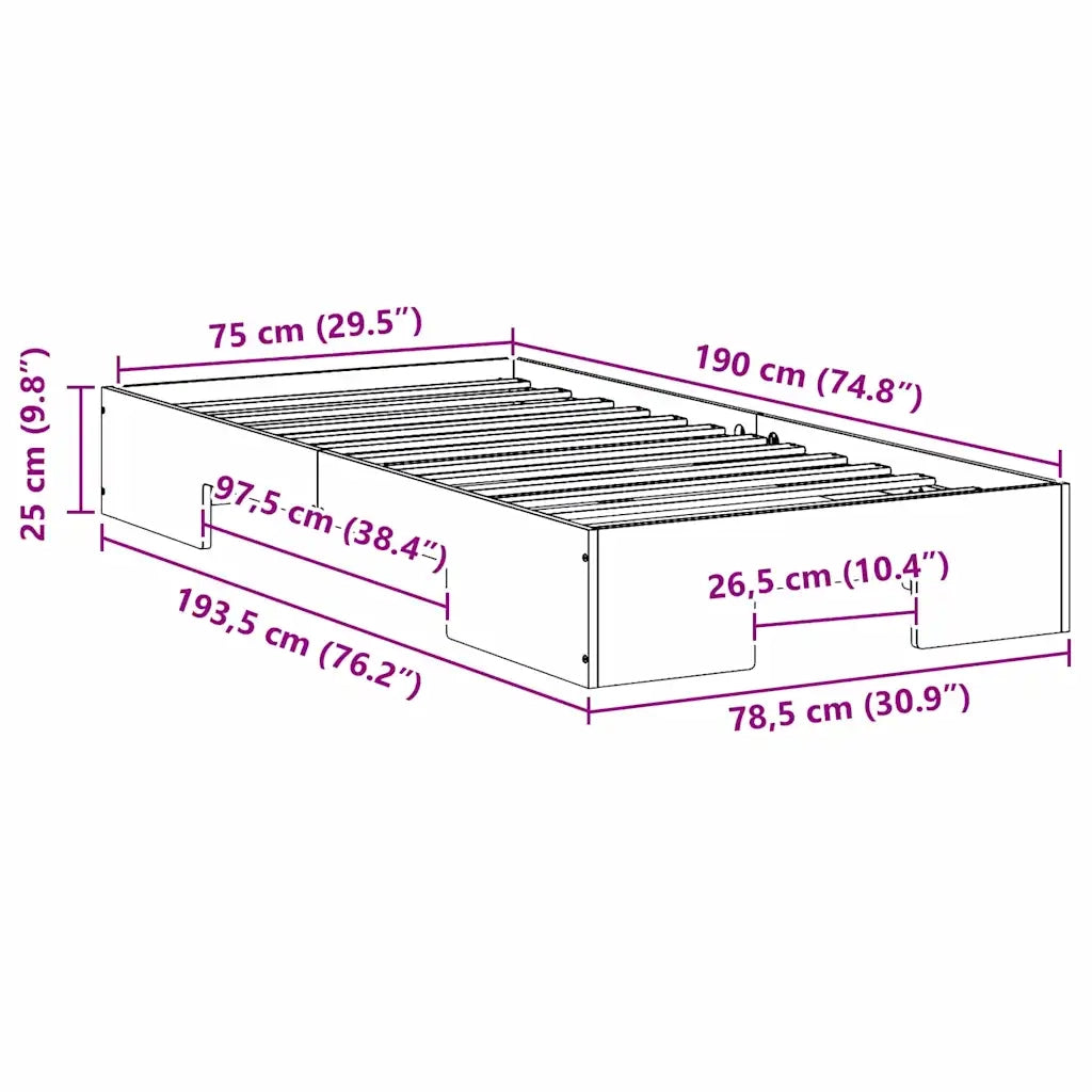 Struttura del letto-Giroletto Marrone 75 x 190 cm 120394
