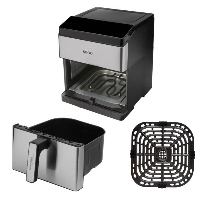 Friggitrice ad aria 8L 1800W con 12 programmi, doppia resistenza e controllo touch temperatura 80-200°C - Sogo