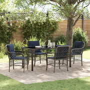 Set da Pranzo per Giardino 5 pcs Grigio e Nero Rattan