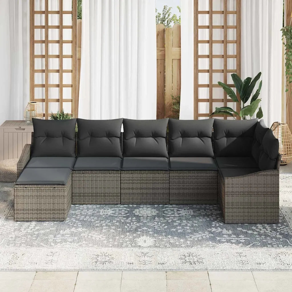 Set di divani con cuscino 7 pcs Grigio polyrattan 3346809