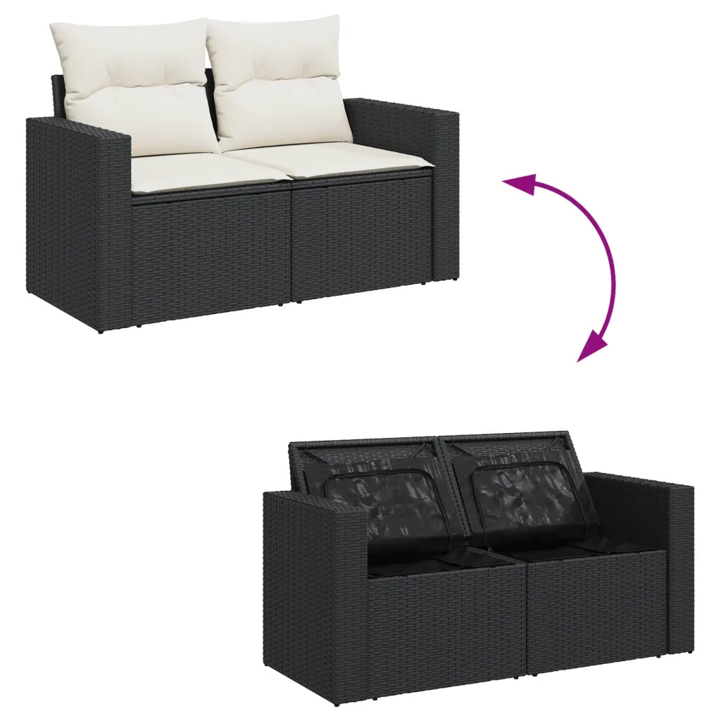 Set Divani da Giardino 11 pz con Cuscini in Polyrattan Nero 3256623