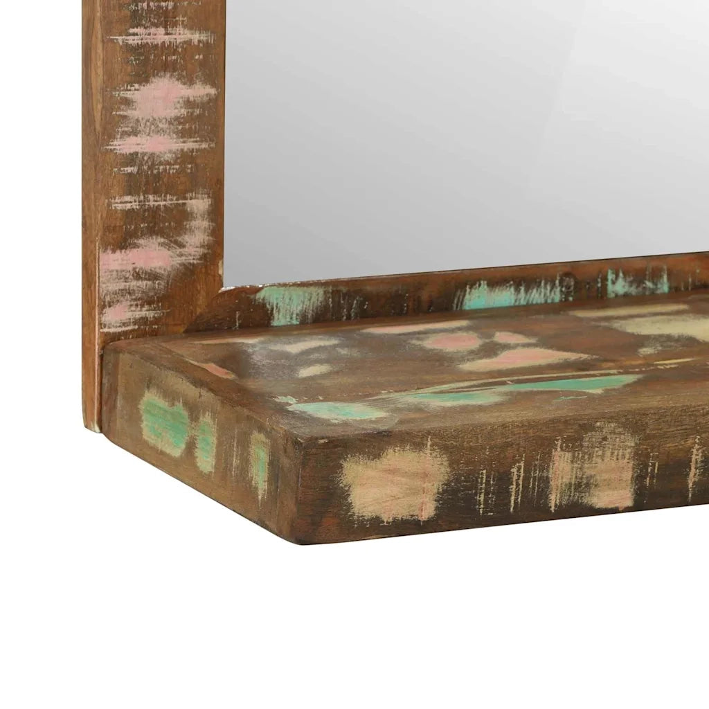 Specchio da Bagno | Specchio decorativo Marrone Legno Recuperato Massello