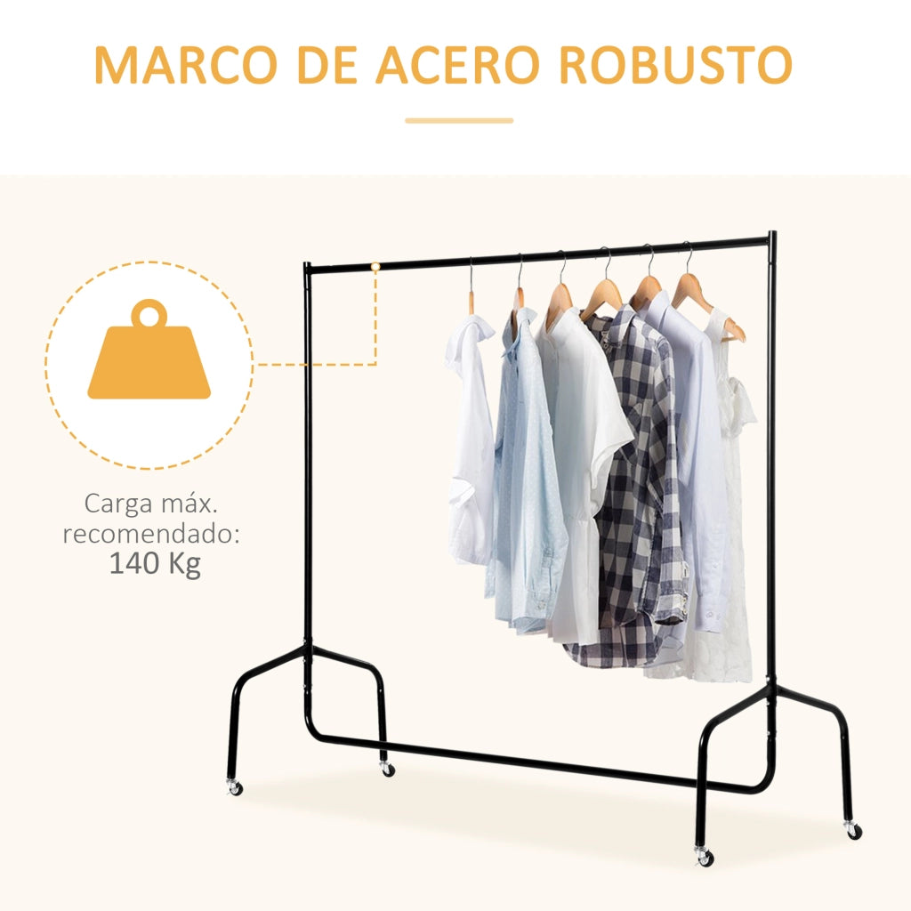 Burro per Abiti con Ruote ¨C zephmum ¨C Nero 150x60x170 cm