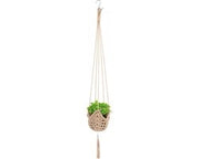 Pendente a Maglia Macramè con Corda di Cotone per Piante - Beige (100 cm)