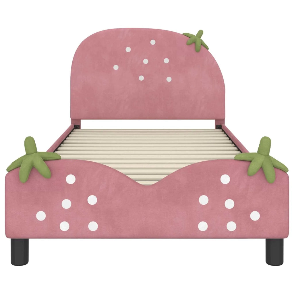Struttura letto bambini con testata Rosa 90 x 190 cm Velluto