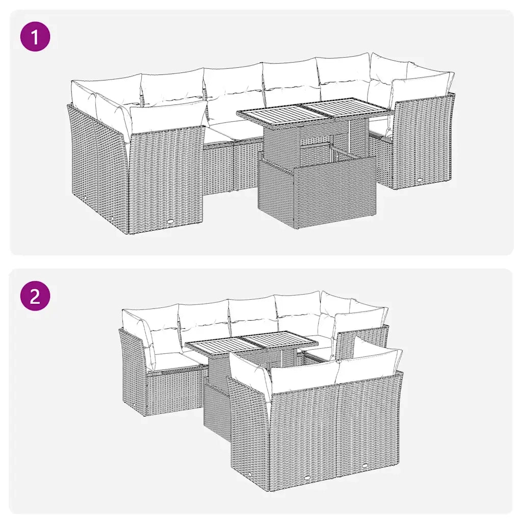 Set Divano da Giardino 8 pz con Cuscini Grigio in Polyrattan 3326902