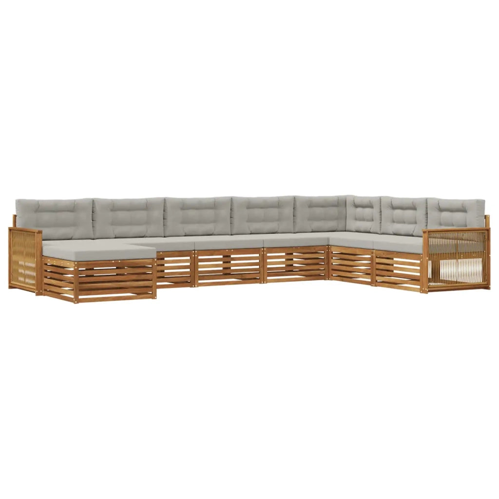Set di divani da esterno 8 pcs Naturale e Grigio Chiaro 3383719