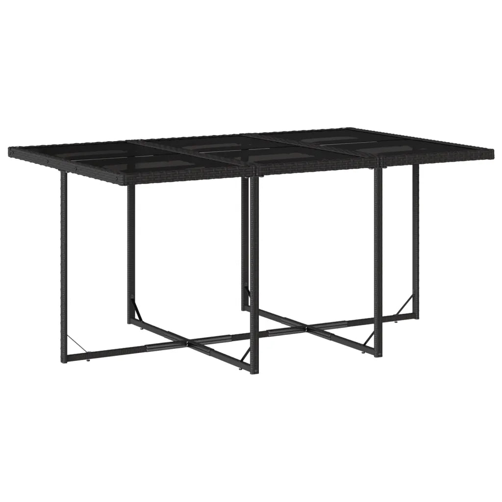 Set da Pranzo da Giardino 7 pz Nero con Cuscini in Polyrattan 3278034