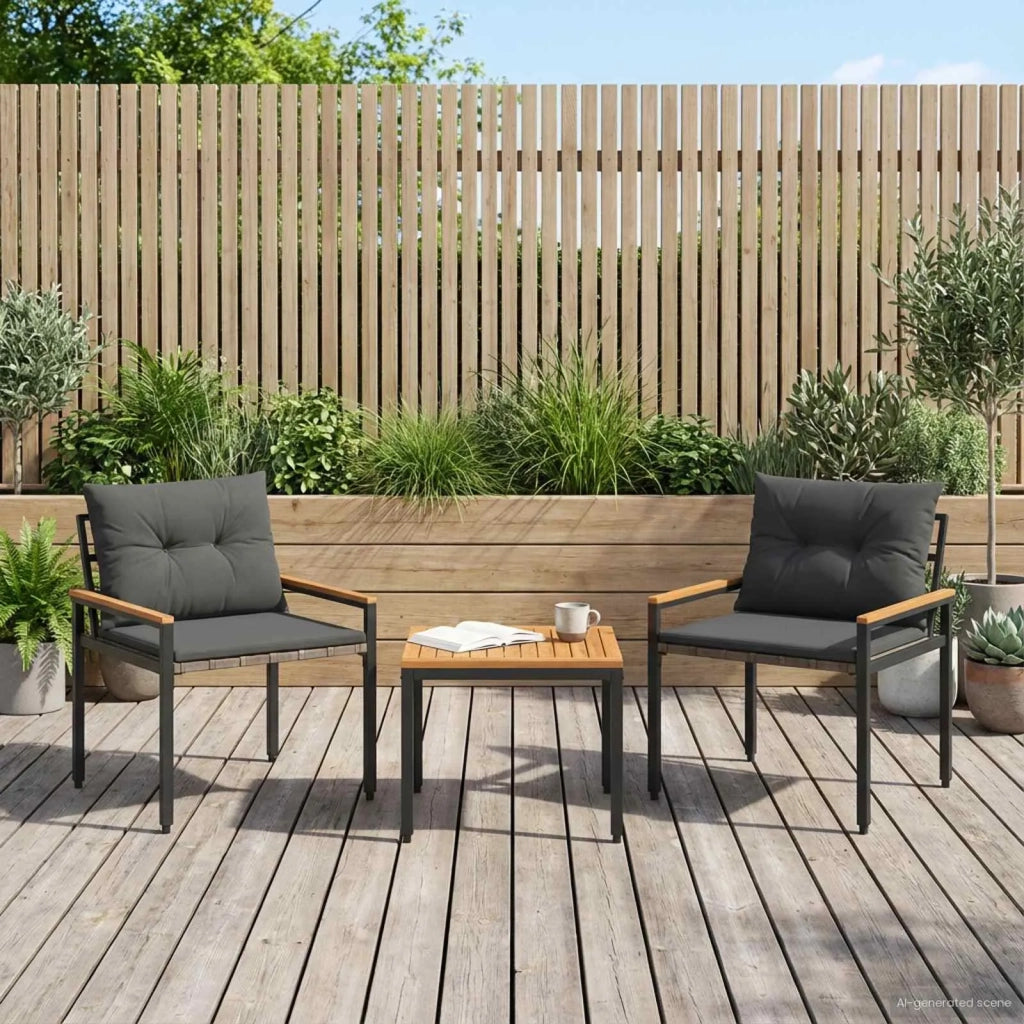 Set Mobili da Esterno 3 pcs Grigio Scuro polyrattan 42025362