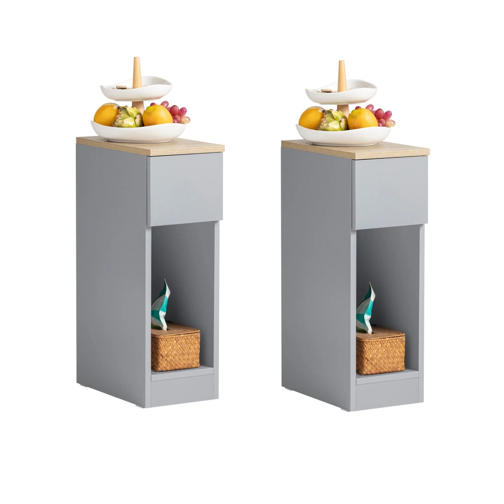 SET 2 Comodini 20x60x35 Cm Grigi FBT111-HGx2