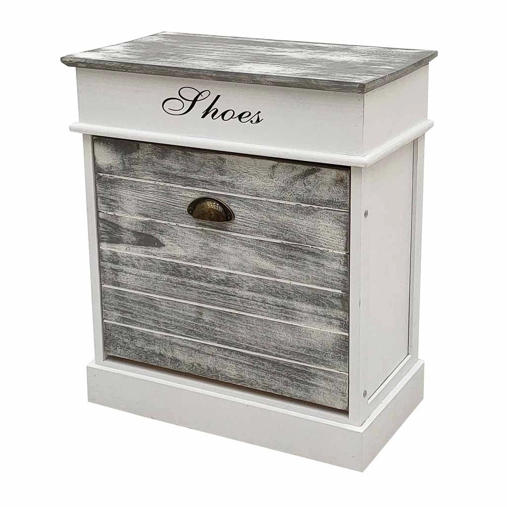 Scarpiera in legno bianco 50x28x58h