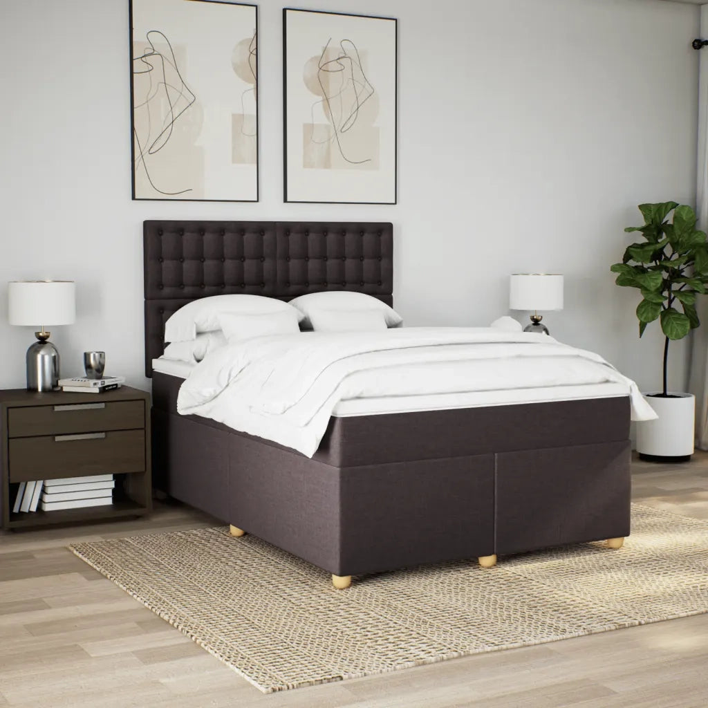 Giroletto a Molle con Materasso Marrone Scuro 140x190cm Tessuto 3293592