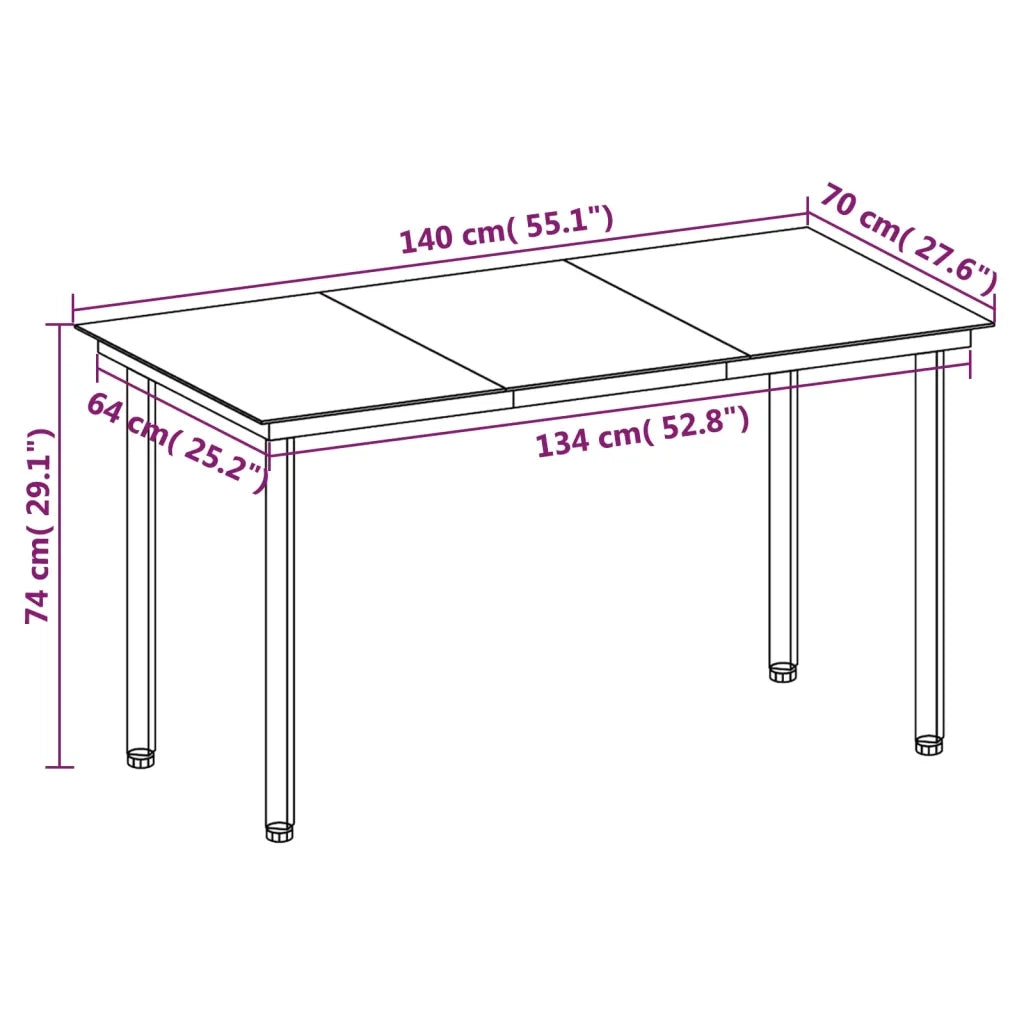 Set da Pranzo da Giardino 5 pz con Cuscini Polyrattan e Vetro 3099681