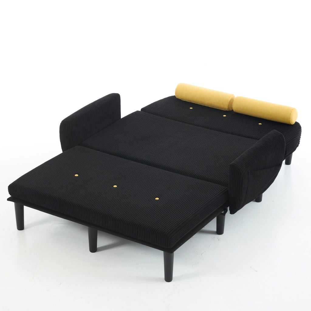 Divano Loveseat con Vano Contenitore ¨C MINIMAL ¨C Nero, Tessuto a Coste