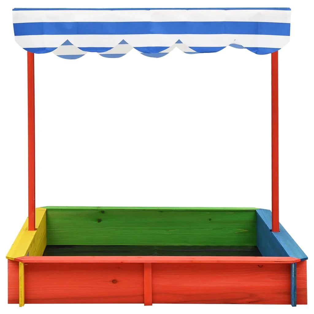 Sabbiera con tetto regolabile legno di abete 115 x 115 x 115 cm multicolore UV50 02_0005047