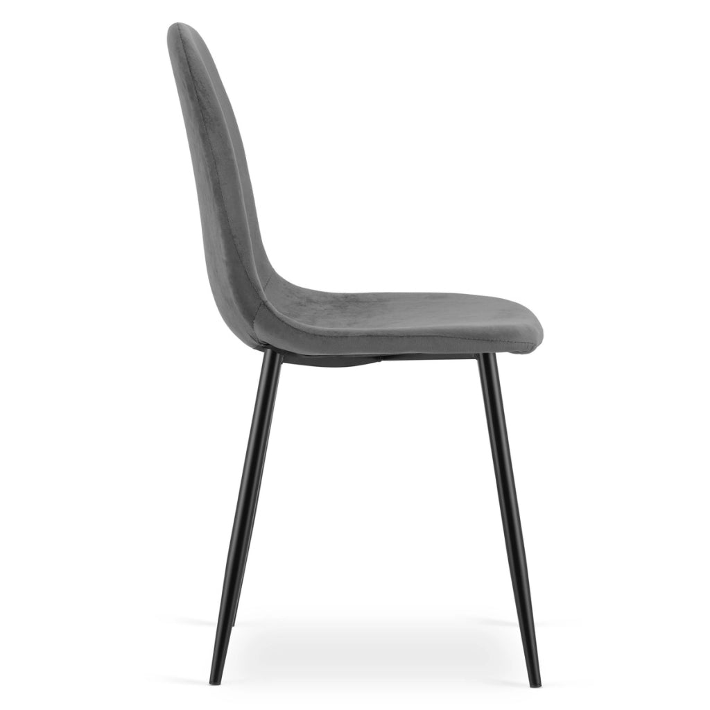 Sedia Padva in velluto grigio scuro con gambe nere