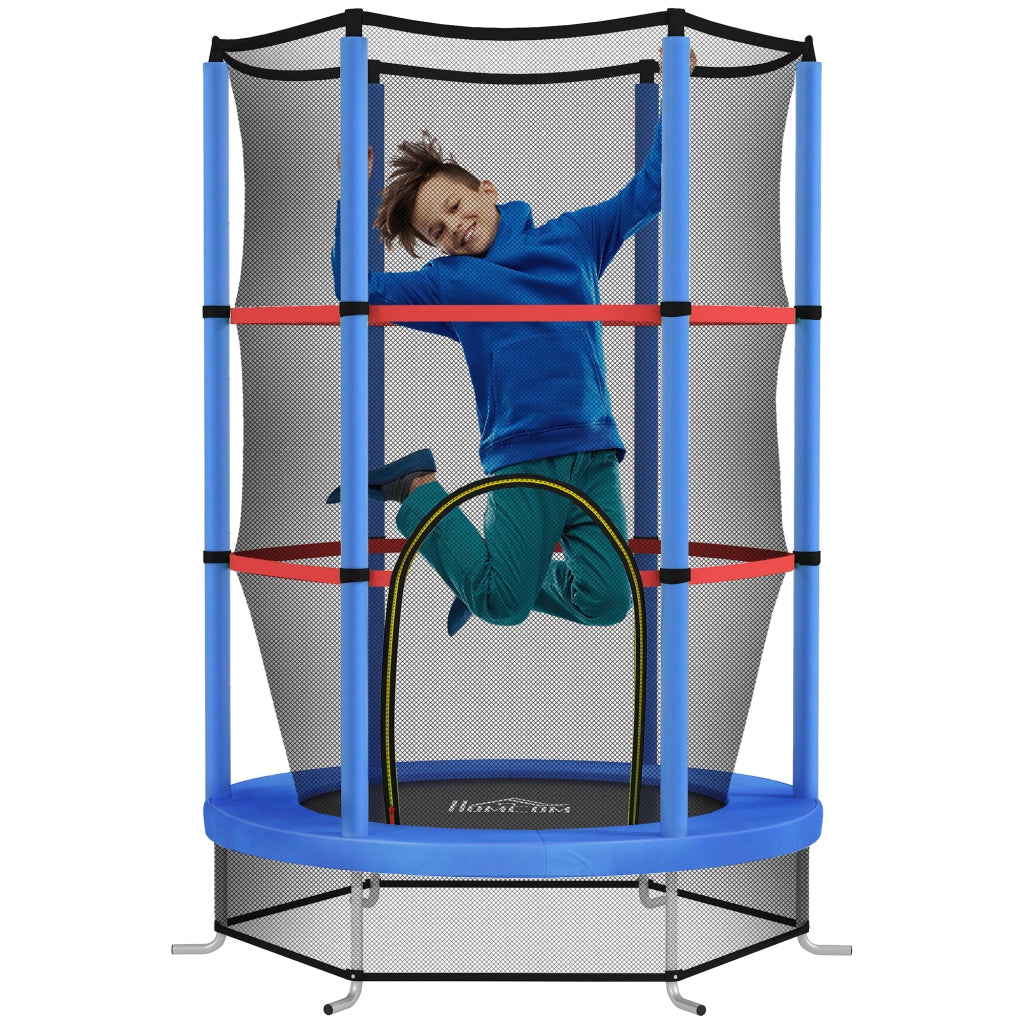 Tappeto Elastico per Bambini con Rete di Sicurezza ¨C Minimal ¨C Blu Nero 140x190 cm