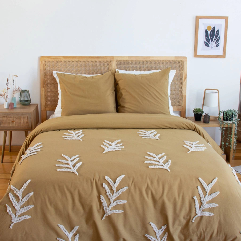 Set biancheria da letto in cotone color senape, 2 posti