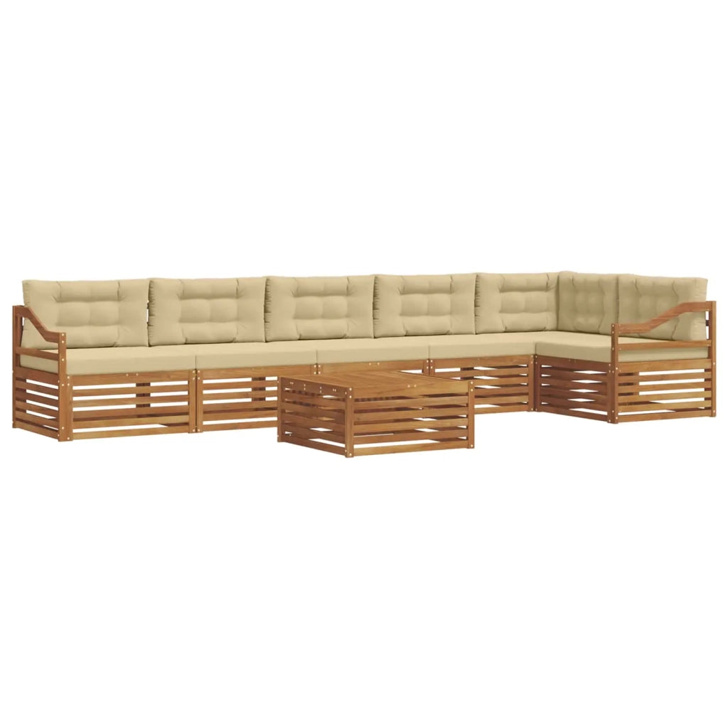 Set di divani da esterno con cuscino 7 pcs Naturale e Beige 3373598