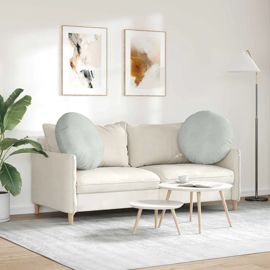 Cuscini per Seduta 2 pcs Grigio chiaro Ø 40 x 13 cm Velluto 42014248