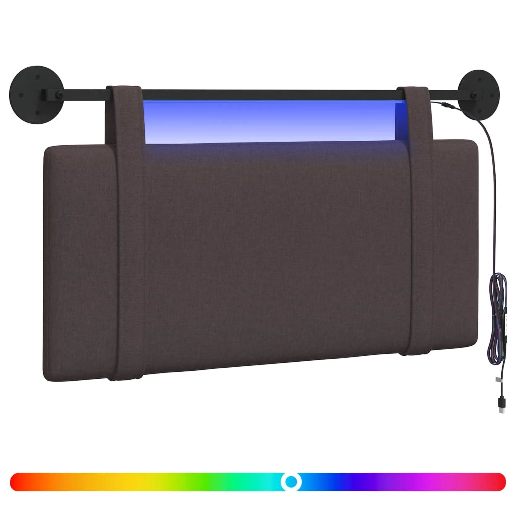 Testiera | Testata sospesa Con luce LED Marrone Scuro Tessuto